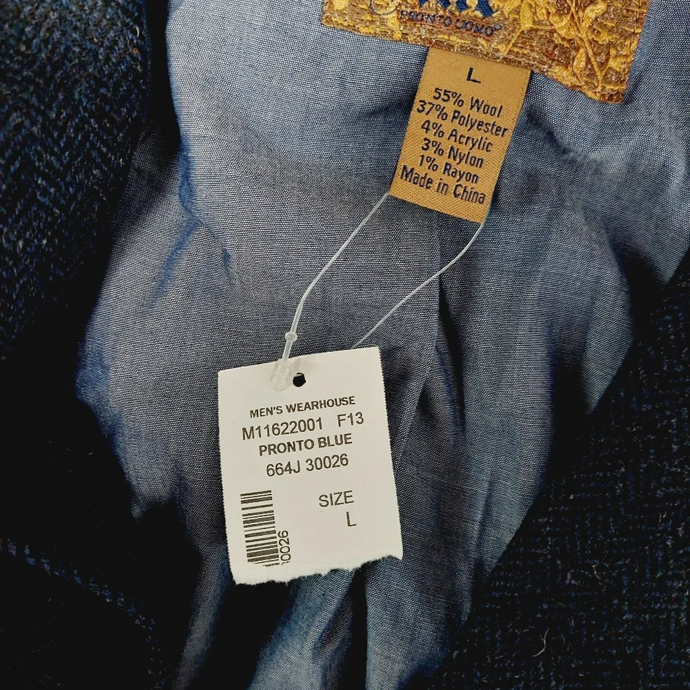 NEW Pronto Uomo Blue Wool Blend Blue Business Casual Blazer P4823